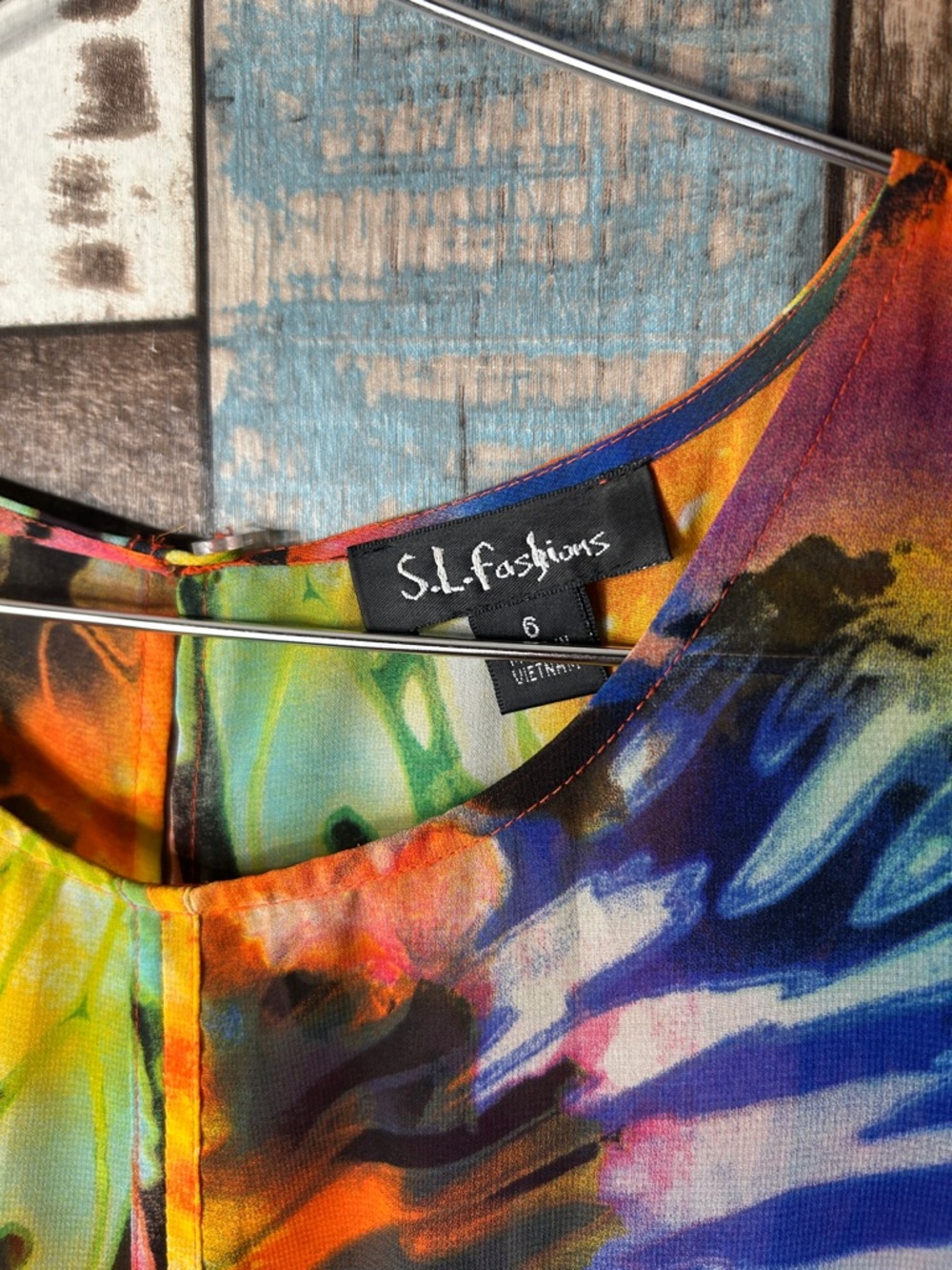 S.L. Fashions Vibrant Multicolor Tie-Dye Sleeveless dress - Picture 2 of 16